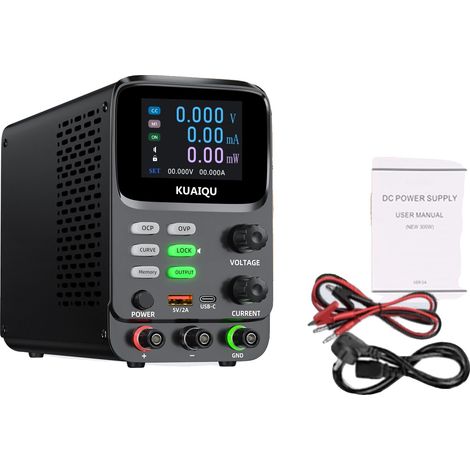 Fuente de alimentación CC programable, salida ajustable de 0 a 60 V, corriente máxima de 30 A, 30 V 10 A, enchufe europeo de 220 V. (1/2)
