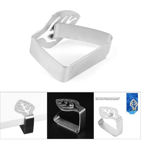 Pinces robustes en acier inoxydable pour nappe de table, anti-dérapantes, motif feuilles (1/5)