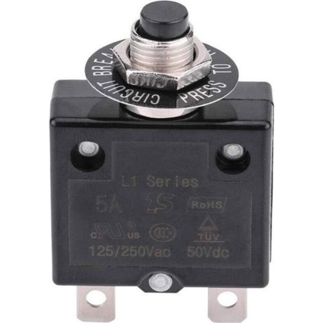 Disjoncteur Automatique - 5A 8A 10A 15A 18A 20A 30A - Réinitialisation Manuel Par Bouton - 125-250V AC 50V DC - Pour Protection Contre Les Surcharges - 1 Pièce (1/4)