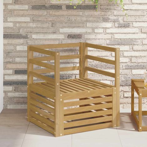 Canapé d'Extérieur 1 Place en Bois d'Acacia Massif Blanc Fauteuil de Jardin Modulaire - PANGIVO (1/5)