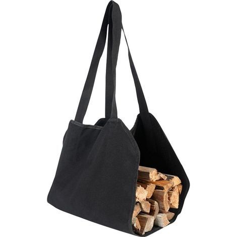 Grand Sac de Transport en Toile pour Bûches, 100 x 50 cm, étanche, Sac de Rangement pour Bois de Cheminée, intérieur ou extérieur, Porte-Bûches en bois ciré avec sangles rembourrées (1/5)