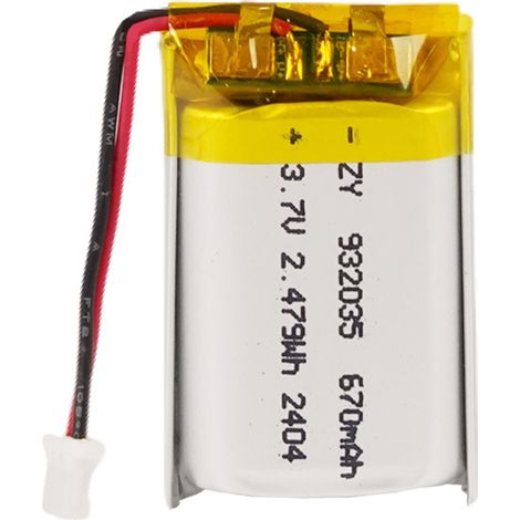 932035 polymer lithium battery, 670mAh capacity, for adult toys, massagers, beauty devices, and wireless mice. (1/5)