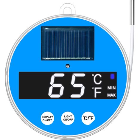 Thermomètre numérique flottant pour piscine, avec éclairage LED couleur, à énergie solaire, pour piscines, sources thermales, baignoires et étangs. (1/5)