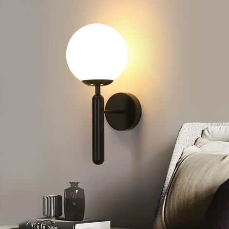 Applique Murale Intérieure Moderne E27,Lampe Murale avec Abat-Jour en Verre,Luminaire Mural pour Salon Chambre Couloir Café Escalier (1/4)