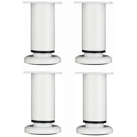 4 Pièces Pieds de Meubles Réglables 12cm Blanc Jambe de Table Rond en Métal pour Canapé Armoire Lit avec Vis (1/4)