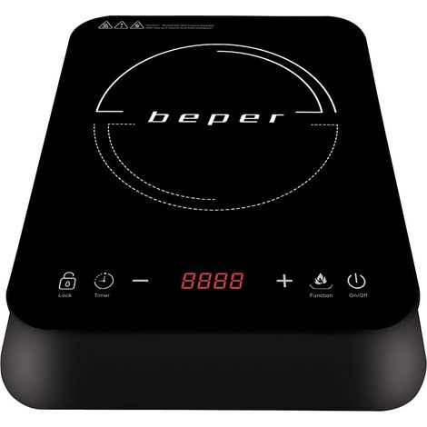 Beper BF.700 – Piastra a Induzione, Portatile con Superficie in Cristallo Antigraffio, Pannello Digitale, 10 Livelli di Potenza, 10 Temperature da 60° a 240°, Blocco Sicurezza, Spegnimento Automatico (1/5)
