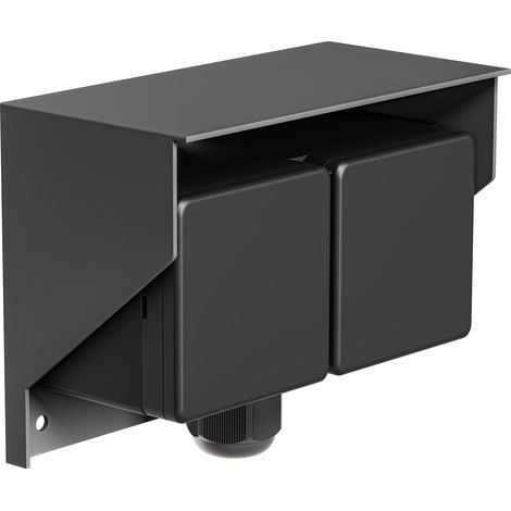 Prise de courant apparente pour l'extérieur, IP44,anthracite, horizontale