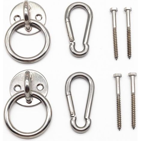 Kit de suspension pour hamac d’intérieur avec crochets mousquetons et vis en acier inoxydable (1/5)