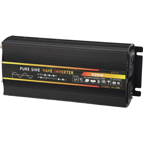 Onduleur 500W Pur Sinus DC24V vers AC110V Écran LED 1 Prise Universelle pour Voiture (1/5)