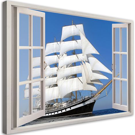 Tableau déco Fenêtre Bateau mer 90x60 (1/5)