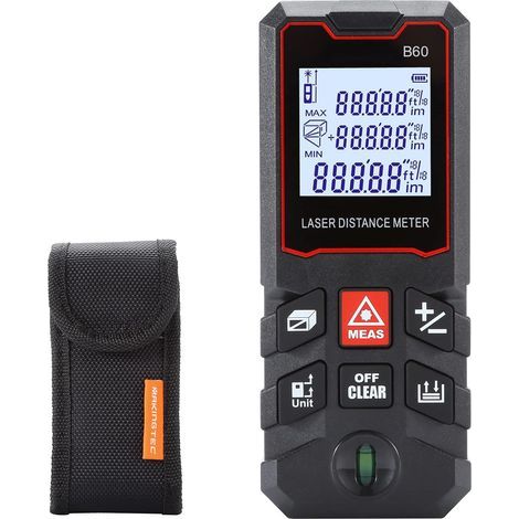 Mesure Laser K-60 196Ft, télémètre numérique avec LCD rétroéclairé, Mode pythagore, calcul de surface et de Volume, étanche, batterie incluse (1/5)