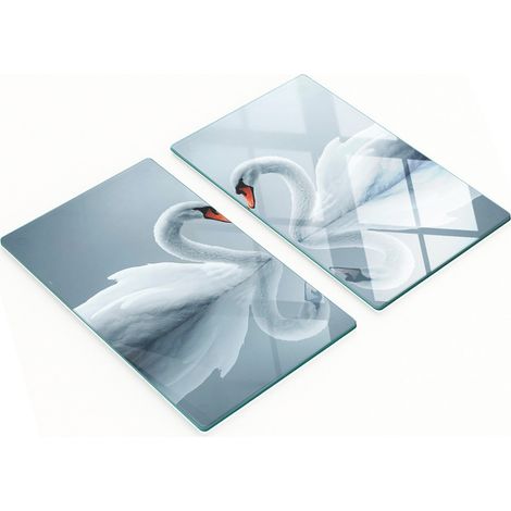 Tableros de vidrio decorativos multifuncionales con estampado de cisne, 2x30x52 cm.