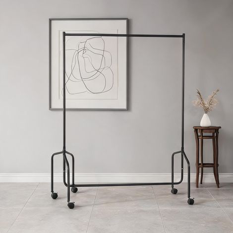 Porte-manteau noir en métal 150 x 60 x 170 cm (1/5)