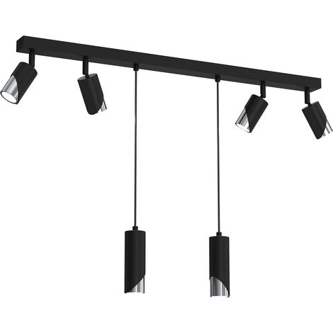 Réglette 90cm 6 spots orientables noir/chrome GU10 15W