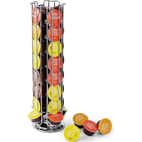 Support à Capsules à Café Argent, Porte Capsules Distributeur Présentoir Rotatif pour 24 Capsules Dolce Gusto, Supports Rangement, 360 Degrés Rotable Range Capsules (1/5)