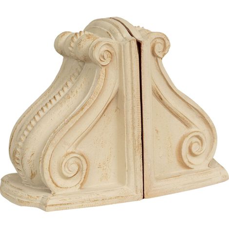 Pair of bookends in antique white finish wood Made in Italy