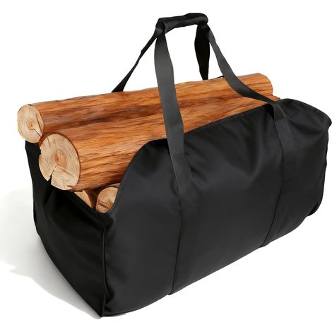 Porte-Bûches de Bois de Chauffage Extra-Large Support, Grand Panier à Bois, Sac de Transport pour bois de Support en Toile Imperméable, Sac Noir Idéal pour cheminée et extérieur (1/5)