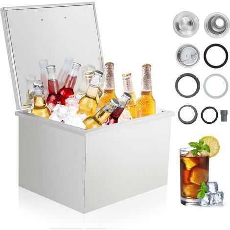 Glacière encastrable en acier inoxydable pour cuisine extérieure, isolée avec mousse PU coulissante ou charnière, capacité 50 QT/28 QT, rangement de cuisine (1/5)