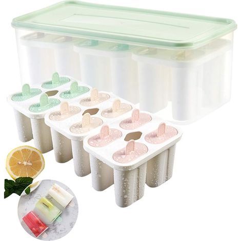 Moule à glace avec couvercle verrouillable, boîte de rangement pour aliments, moules à glace réutilisables classiques, machine à gl (1/5)