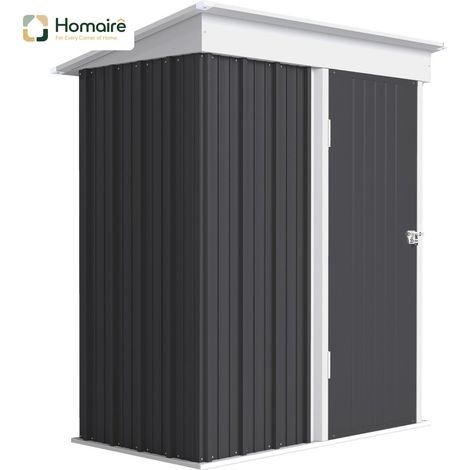 HOMAIRE Gartenschuppen Outdoor Wellstahl Wanddesign Regalböden verstellbar Tür verschließbar Dunkelgrau