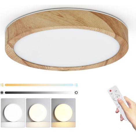 Plafonnier LED à intensité variable, plafonnier moderne ultra fin de 23 cm avec télécommande, 3 couleurs changeantes (1/5)