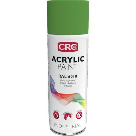 Peinture aérosol CRC ACRYLIC PAINT, Vert-Jaune RAL 6018 Brillant, 400ml ( Prix pour 1 )