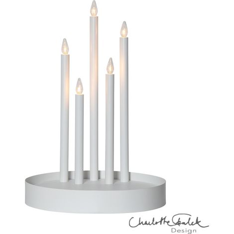 Star Trading Chandelier Deco avec plateau, métal, blanc, 5 flammes, bois, 46cm (1/3)