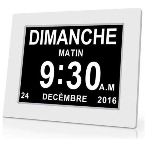 Horloge calendrier numérique One Piece 7 pouces avec date et heure, horloge Alzheimer pour parents, rappel de médicaments pour grands-parents et enfants - Blanc - 20414324mm (1/5)