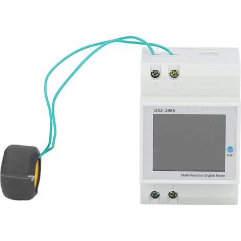 Multimètre sur rail D52-2066 : mesure de tension, courant et puissance, affichage LCD, ampèremètre, voltmètre, plage de tension : 40,0-300,0 V, plage de puissance : 0-45 000 W