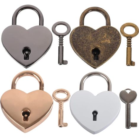 de 4 mini cadenas en m tal en forme de c ur avec cl pour (1/5)