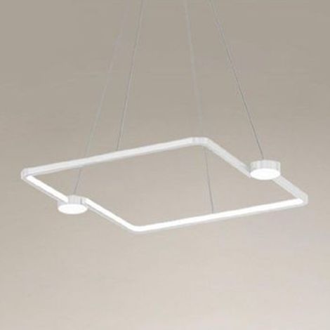 TRADE SHOP - Lampadario A Sospensione Led 30w Quadrato Con Telecomando Design Moderno Bianco 71163 -
