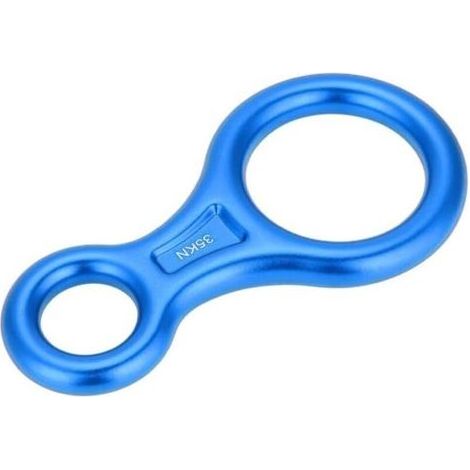 Descendeur de corde en forme de 8 bleu, 8 anneaux de corde durable pour roche, équipement de rappel en plein air pour hommes et femmes escalade (1/5)