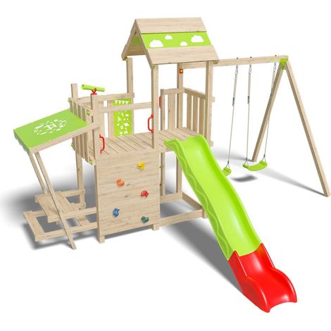 Aire de jeux bois 2,20 m ZESTY XPRESSION - 12 enfants