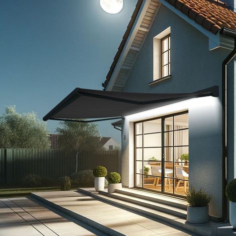 Toldo cofre CREUS 5,00x3,00 M (Motorizada con mando a distancia + Maniobra manual de emergencia (manivela) + LED - Gris antracita estructurado RAL7016ST - Gris grafito) (1/5)