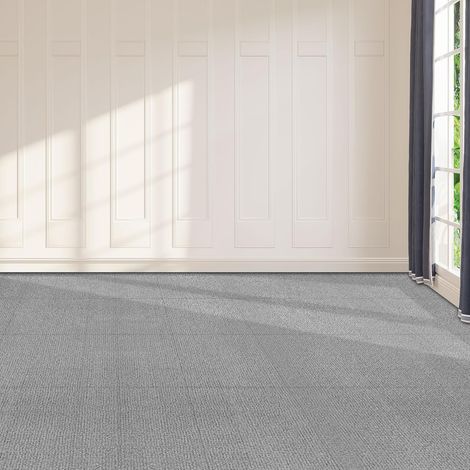 Tapis auto - adhésif adsorbant, lot de 20, 50x50 cm tapis, antidérapant réduction du bruit tapis de style moderne Puzzle (gris clair) (1/5)