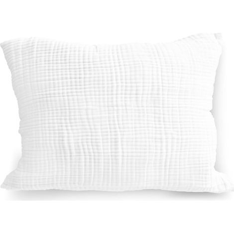 Housse de coussin en mousseline bio - 20 x 30 cm - Double gaze - Pour enfants et adultes - Certifié ÖkoTex - Taie d'oreiller douce - Certifié GOTS - Blanc pur (1/5)