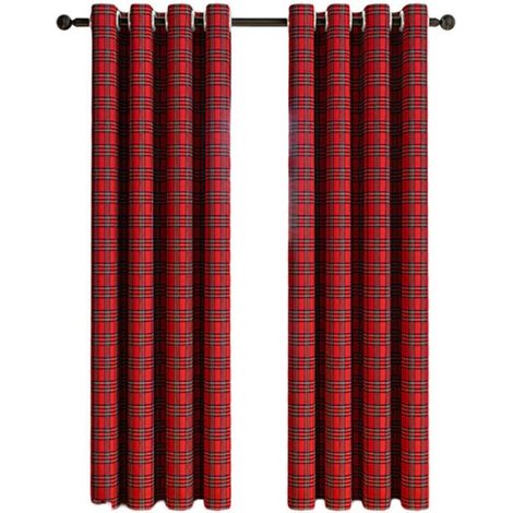 Rideaux à Motif Vichy et Tartan Écossais - Panneau Décoratif pour Fenêtre - Filtre Lumière - Style Maison de Campagne