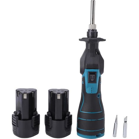 Saldatore senza fili, kit di saldatura portatile ricaricabile da 12 V con batteria da 1200 mAh e temperatura regolabile, per riparazioni elettroniche e cablaggi automobilistici.