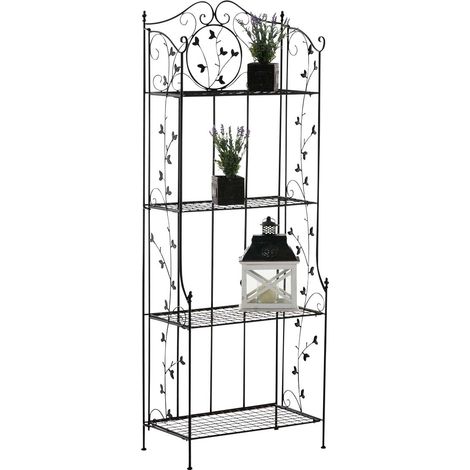 Etagère en 4 niveaux rangement chaussures plantes hauteur 158 cm en métal noir 100003966 (1/5)