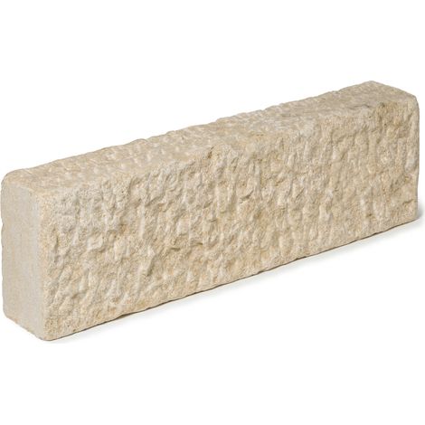 Bordure de jardin en pierre naturelle – Longueur 50 cm, hauteur 15 cm, épaisseur 8 cm – Couleur beige, vendu à l'unité (1/2)