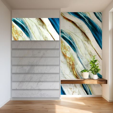 HEXIM Marmorplatten Optik Set 4 Stück 122x70cm SPC Granit Fliesen Steine Paneele Wand innen außen - B: 80117, 4 Stück - 3.42 m² (1/5)