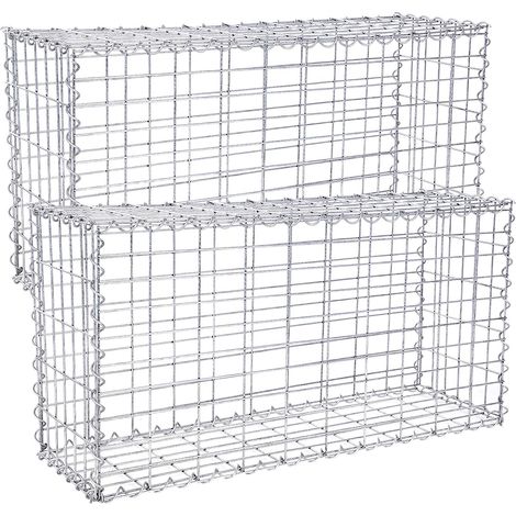 Songmics – Gabion pour pierre 100 x 50 x 30 cm – Acier galvanisé 4 mm – Assemblage sans outil – Décoration de jardin modulable