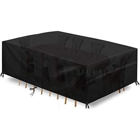 Housse de protection pour mobilier de jardin 170 x 94 x 70 cm, rectangulaire, en polyester Oxford 420D résistant, coupe-vent, imperméable et anti-UV, idéale pour chaises, tables et canapés en rotin. (1/5)