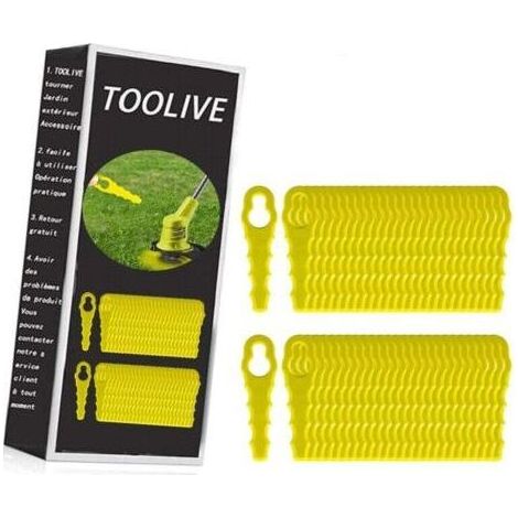 Packung mit 100 Ersatzklingen, kompatibel mit Ryobi Rasentrimmern, doppelt gezahnte Klingenköpfe RAC155, RAC157, RAC158 (1/5)