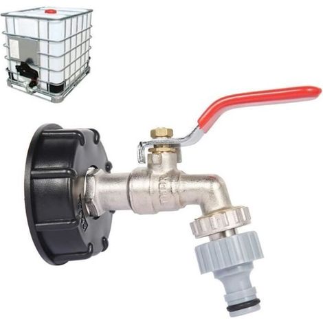 IBC Tank Adapter - 1/2" Brass Valve - Acid Resistant - S60X6 Thread - Easy Replacement