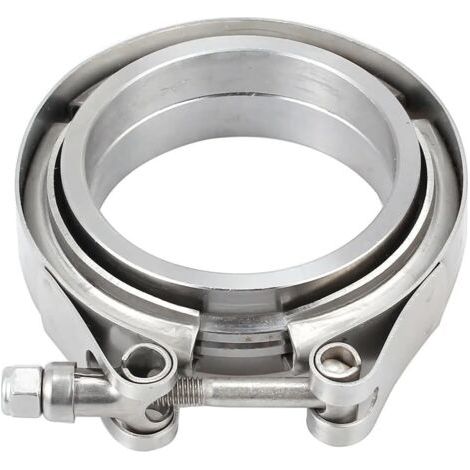 1 kit de serrage en V de 63 mm (2,5") en acier inoxydable avec 2 brides mâles et femelles en V, anneaux de raccordement, anneaux de centrage, système d'échappement turbo, fermeture rapide pour (1/5)