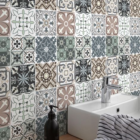 Sticker Mural Carrelage adhésif Cuisine Salle de Bain - 9 STICKERS CARRELAGES AZULEJOS ARIAHNA - 9stickers15x15cm (1/5)