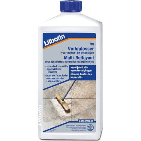 Lithofin – Nettoyant pierre naturelle 0,5 L – Élimine salissures et pellicules – Pour marbre poli et surfaces en pierre – Concentré alcalin sans solvant