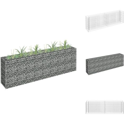 Gabionen-Hochbeet Verzinkter Stahl 180×30×60 cm - Stabiles Hochbeet - Gartendekoration - Gabionenpflanze - Stahldrahtkorb - Gartengestaltung (1/5)