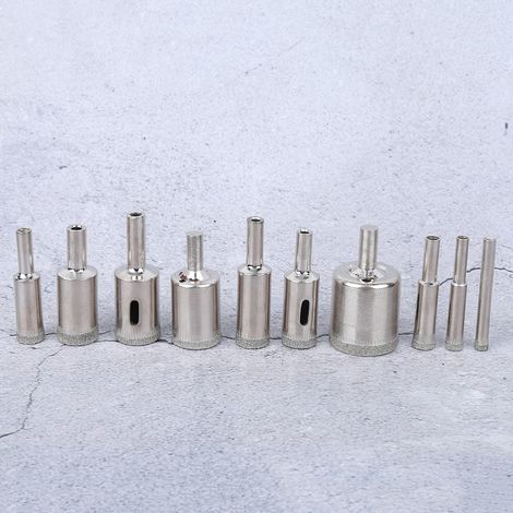 Lot de 10 forets diamantés de 6 à 30 mm pour le perçage du marbre et des carreaux de verre. (1/5)